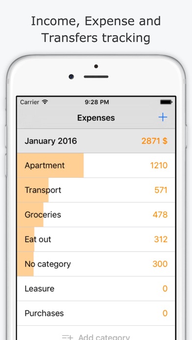 HomeMoney iPhone expenses screen